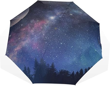 Amazon Com Travel Umbrella Milky Way And Starry Night Sky Anti Uv Compact 3 Fold Art Lightweight Foldable Umbrellas Outside Printing Windproof Rain Sun Protection Umbrellas For Women Girls Kids