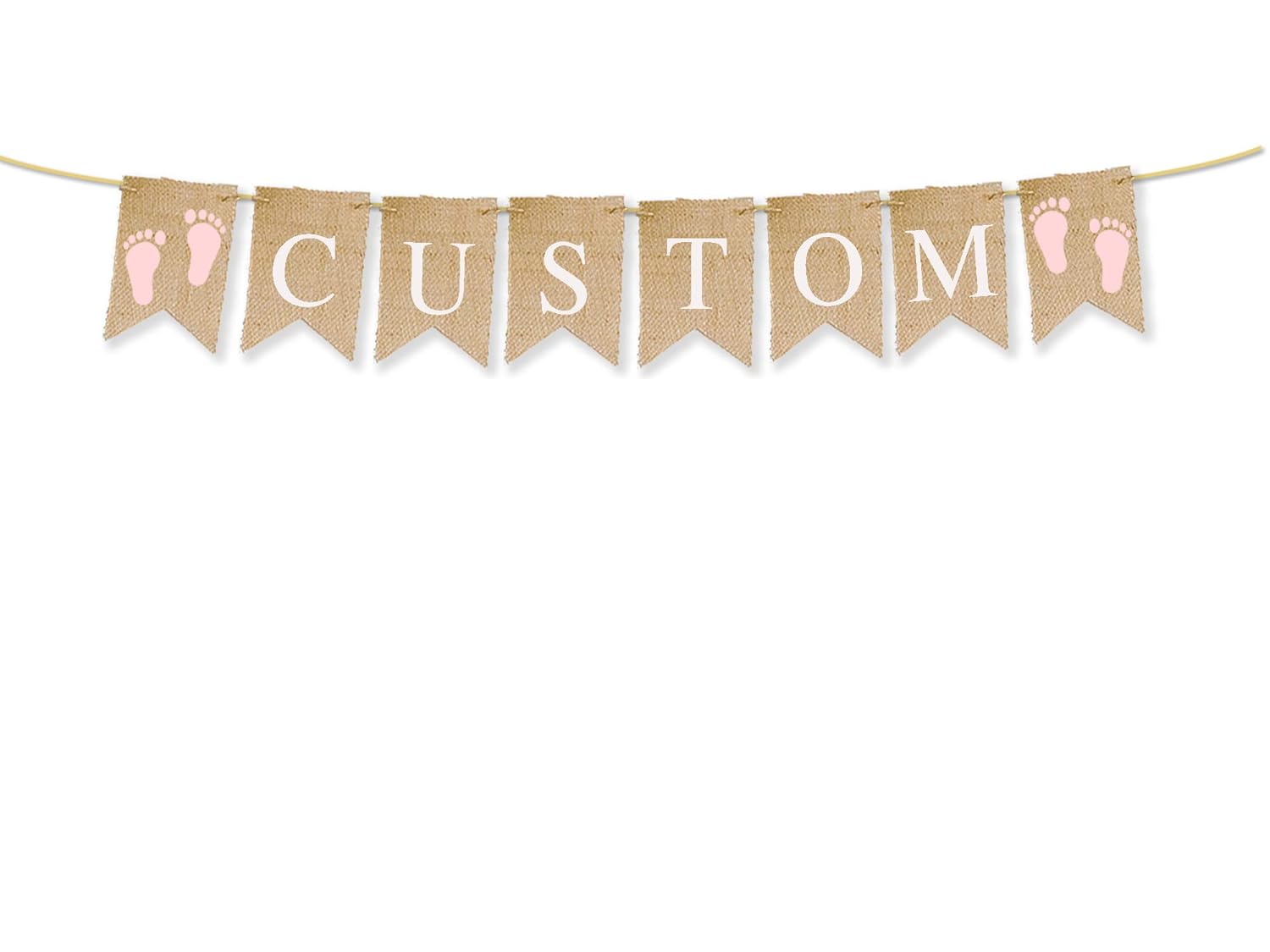 Amazoncom Pink Footprint Personalized Banner For Custom Baby Shower Decoration Handmade Amazoncom Pink Footprint Personalized Banner For Custom Baby Shower Decoration Handmade
