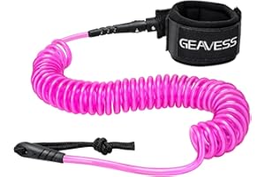 GEAVESS SUP Leash 11 Foot Coiled Stand Up Paddle Board Surfboard Leash Stay on Board Ankle Strap with Waterproof Wallet/Phone