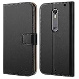 Moto X Pure Edition Case, HOOMIL Premium Leather Case for Motorola Moto X Pure Edition / Moto X Style (2015) Phone Wallet Case Cover (Black)