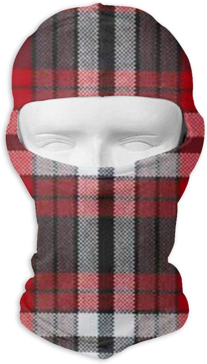 Red White Black Plaid Riding Biycle Bandana Full Face Mask Tube Multi Functional Bandana