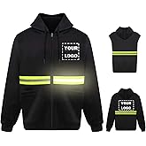 Hi Vis Safety Hoodie Sweatshirt with Removable Sleeve High Visibility Fleece Hooded Work Jacket