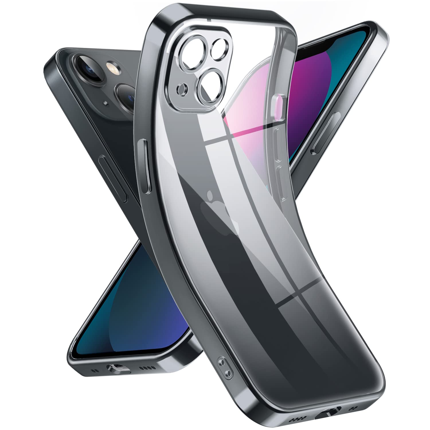 Supdeal Crystal Clear Case for iPhone 13 Mini, [Never Yellow] [Camera Protection], Thin Slim Fit Transparent Soft Silicone Phone Protective Case Cover, 5.4 Inch, Black — image 1