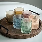 Physkoa Colored Drinking Glasses Set of 6 - Vintage Highball Glasses Colorful,Colorful Tumbler Glass for Cocktail,Juice,Mixed Drinks,Water,Holiday Party Supplies Gifts