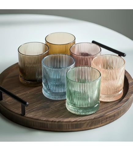WeirdUncle Set Of 8 Ribbed Glass Cups With Crystal Base,4 Highball Glasses 18oz & 4 Rocks Drinking Glasses 9oz, Art Deco, For Water, Iced Coffee, Cocktail, Juice, Whiskey, Wine, Gift - View #11