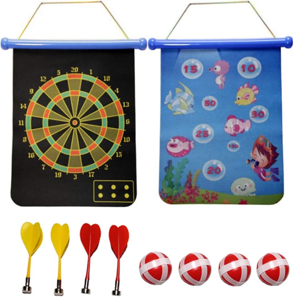 B bangcool Kids Dart Board Interactive Magnetic Double Sided Dart Board with Darts Balls
