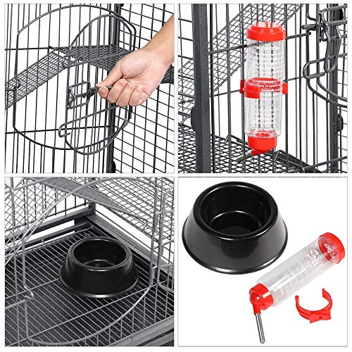 go2buy 37’’ Metal Rat Ferret Cage - 4 Level Small Animals Hutch w/ 2 Front Doors/Feeder/Wheels Indoor Outdoor for Pet Chinchilla Squirrel Sugar Glider Black - Thumbnail 2