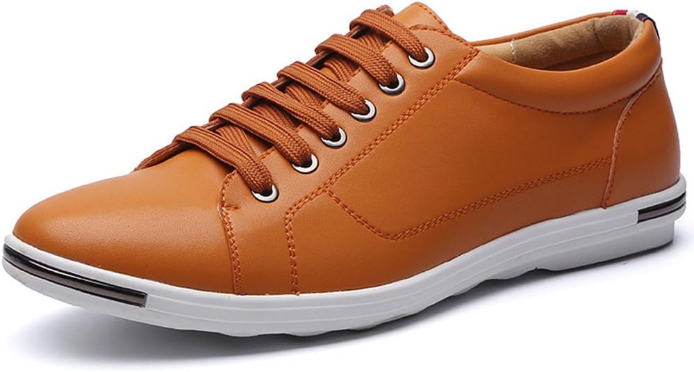 Phefee Men's Casual Lace Up Leather Shoes Walking Sneakers Low Top Smart Driving Shoes