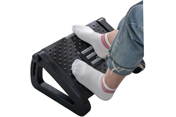 ThatPure Foot Rest for Under Desk, 6 Heights Adjustable Ergonomic Foot Stool with Massage Rollers, Chair Footrest for Leg Res