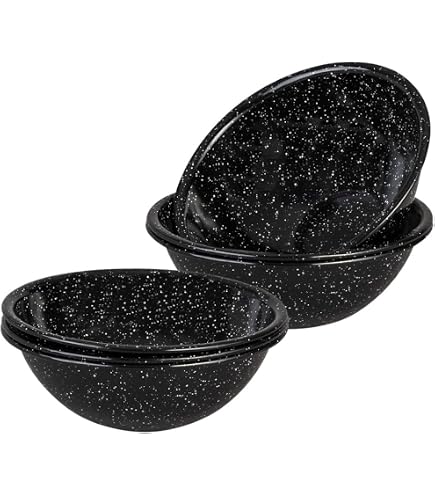 Lot 6 Assiettes émail Bleu Moucheté – Camping – Diamètre 10 Pouces