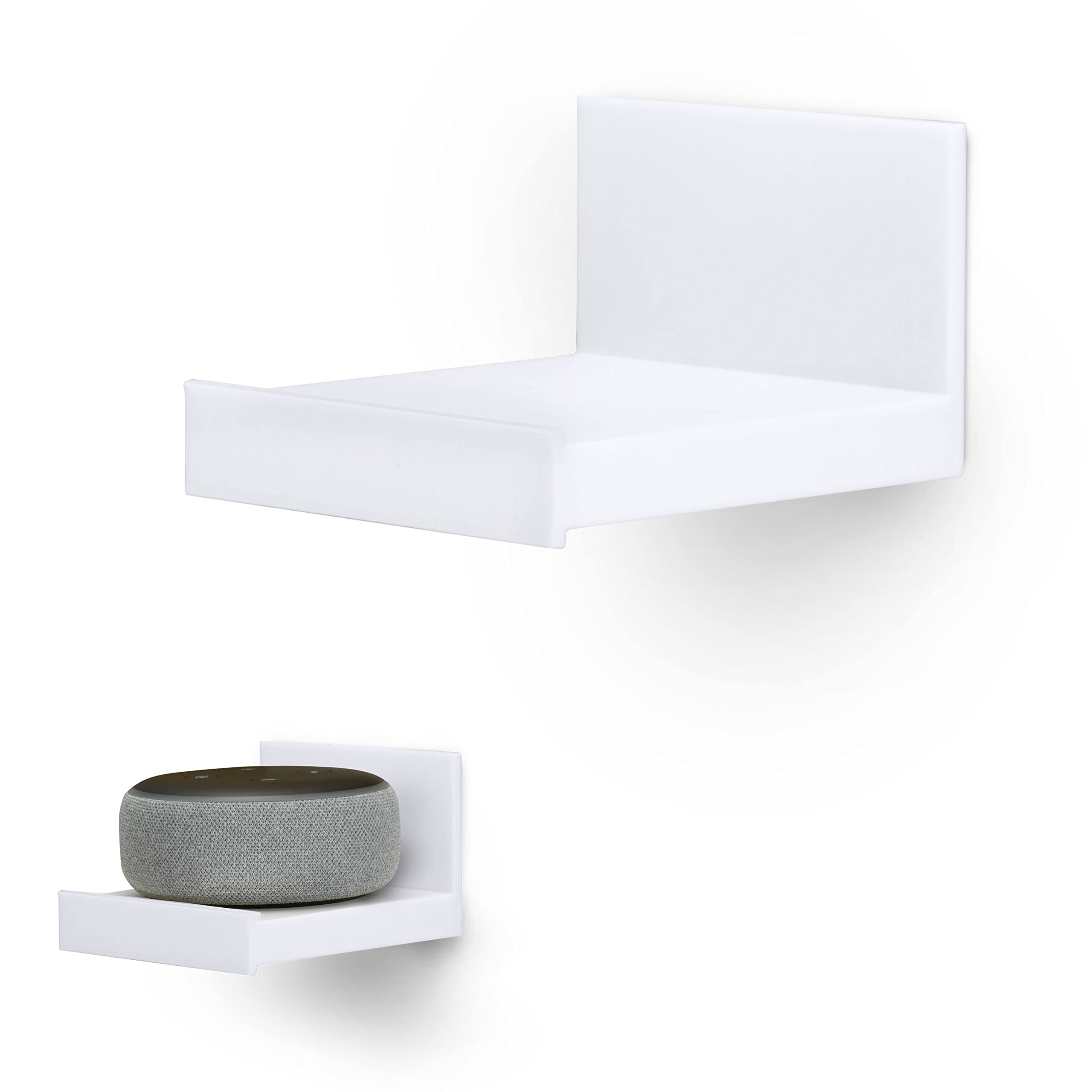 Brainwavz Screwless 4" Universal Shelf for Cloud Security Camera, Baby Monitor, Small Speakers, Electronics & More, No Tools, VHB Tape Strong Adheasive, Easy to Install (White)