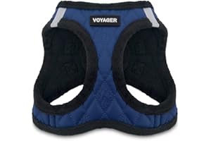 Voyager Step-In Plush Dog Harness – Soft Plush, Step In Vest Harness for Small and Medium Dogs by Best Pet Supplies - Harness (Royal Blue Faux Leather), S (Chest: 14.5 - 16")