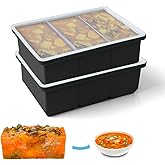 Silicone Ice Cube Trays with Lid for Soup,2 Pack Freezer Container Molds,Easy Release Large Ice Cube Trays-Makes 6 Perfect 1