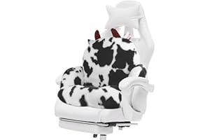 DOBUONO Cute Computer Chair Cushion Cow Gaming Chair Cushions Comfy Seat Cushion,Kawaii Desk Cushion for Gamer Girl Gifts,Plush Chair Cushion with Backrest Non-Slip,Gaming Accessories for Room