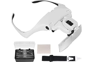 Lychee Hands Free Headband Magnifying Glasses Loupe LED Headset Magnifier for Reading, Jewelry Loupe, Watch & Electronic Repa