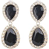 Rhinestone Teardrop Dangle Earrings Vintage Sparkle Crystal Bridal Earrings Gorgeous Cubic Zirconia Drop Earrings for Women Wedding Formal Prom