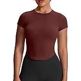 Aoxjox Women's Short Sleeve T-Shirts GEO Baby Tee Workout Gym Yoga Crop Top