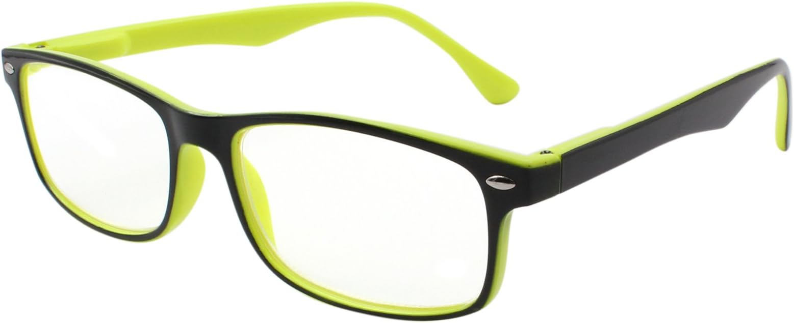 TBOC Reading Glasses Eyeglasses Eyewear – Bicolor Yellow and Black Frame +2.50 Optical Power Presbyopia Eye Strain Vision Plain Lenses Men Women Unisex Design Light Spectacles PC Computer Screen Phone