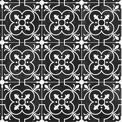 Cushioned Vinyl Flooring Sheet Lino Black Victorian Tile Effect