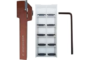 LAHDYFHOE 1pc 1/2In Shank MGEHR1212-2 High Quality Lathe Grooving Cut-Off Parting Tool Holder with 10pcs MGMN200 Indexable Grooving Inserts for Steel, Stainless Steel (MGEHR1212-2+ MGMN200)