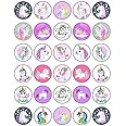 30 x Edible Cupcake Toppers Themed of Unicorn Original Series Collection of Edible Cake Decorations | Uncut Edible on Wafer Sheet