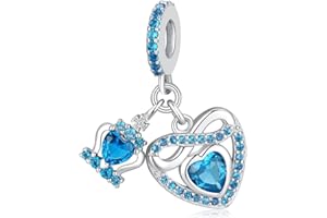BETTY&SARAH Birthstone Charms for Pandora Charms Bracelets - 925 Sterling Silver Infinity Heart Dangle Charm fit Bracelet and Necklace Birthday Jewelry Gifts For Women