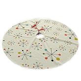 srufqsi Retro Modern 50S 60S Traditional Christmas Tree Skirt 35.5 Inch - Holiday Party Decoration (White)