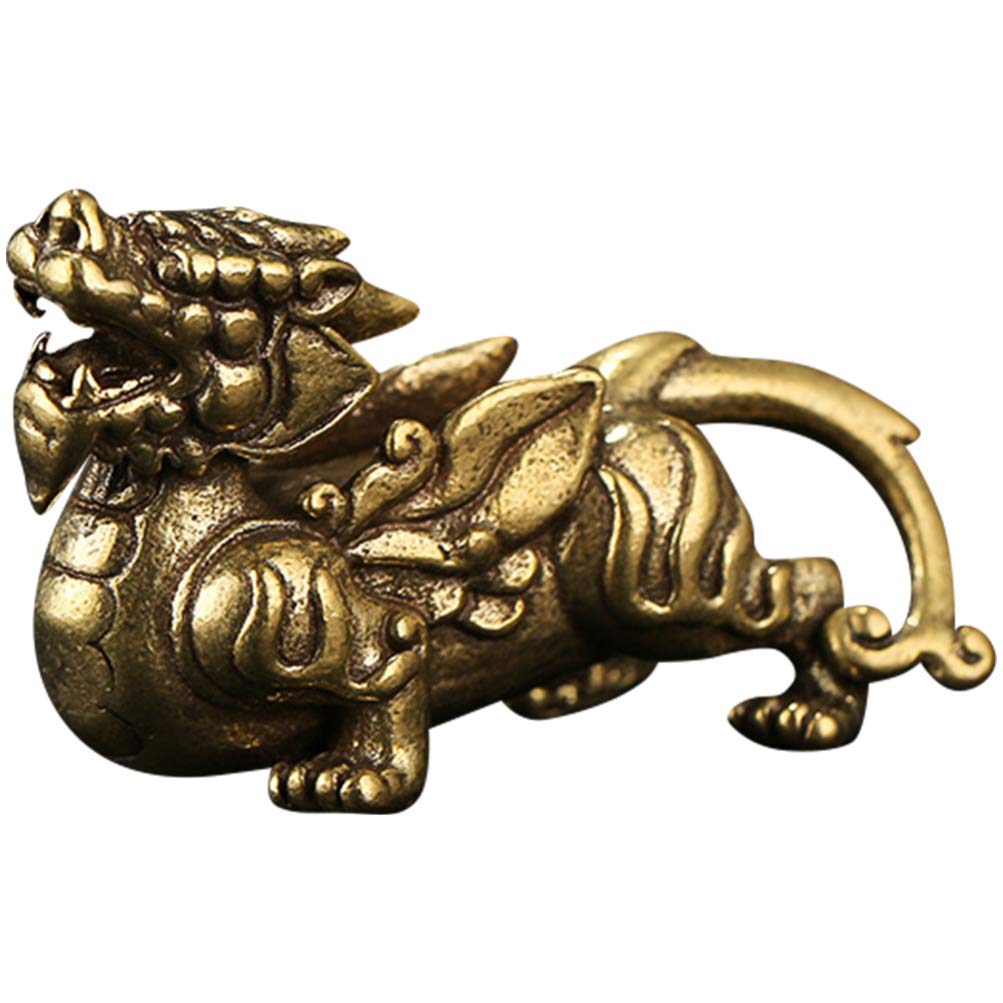 BESPORTBLE Home Decor Feng Shui Sculpture Chinese Feng Shui Figurine Wealth Statue Brass Pi Yao Ornament Yuan Bao Wealth Lucky Figurine Car Dashboard Table Decor Chinese Sculpture Home Décor