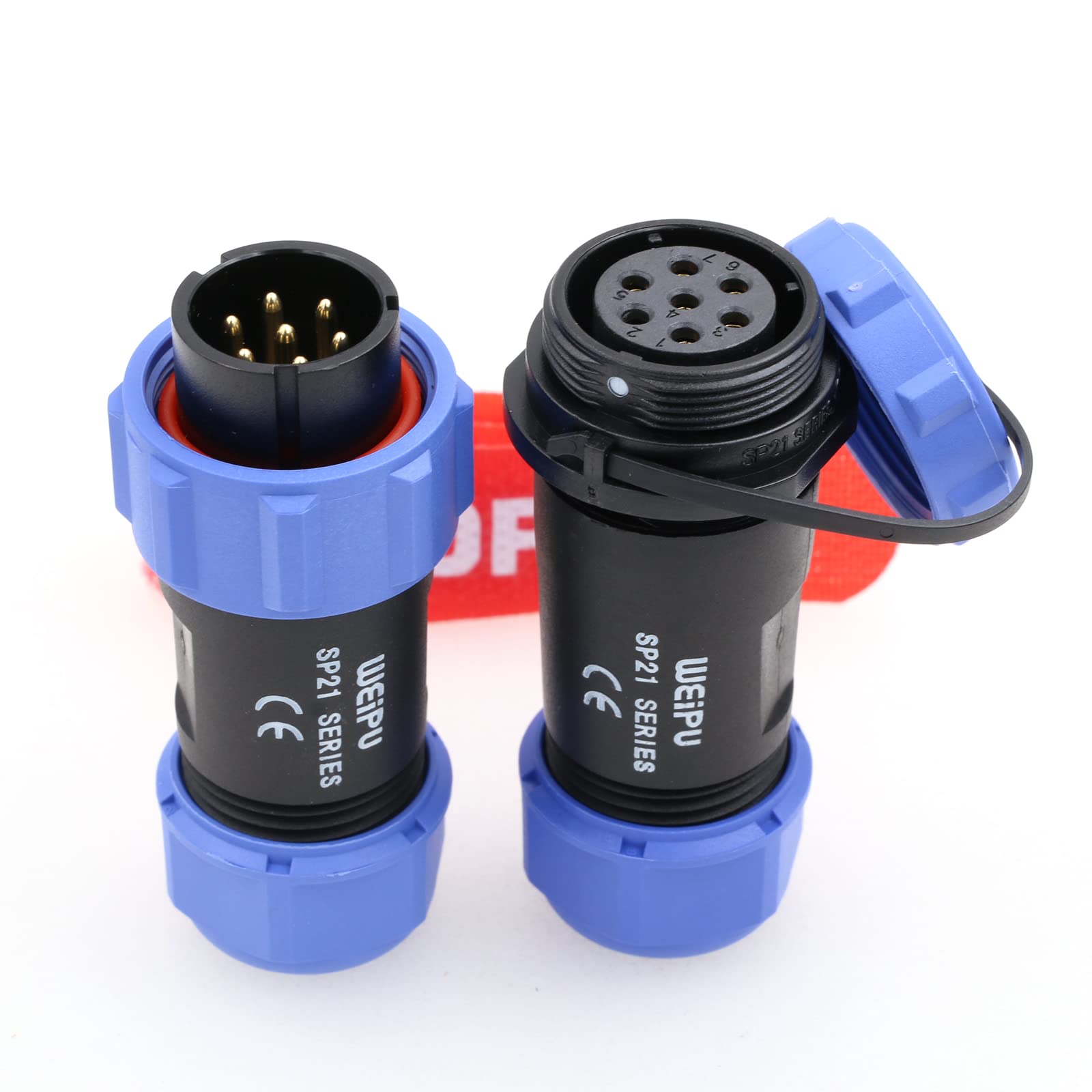 DRRI Weipu SP21 in-line 7 Pin Threaded Coupling Waterproof IP68 Circular Aviation Plug Cable Connector for RV Rear Camera Install