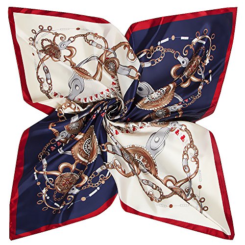 YOUR SMILE Polyester Scarf Women’s Fashion Pattern Large Square Satin Headscarf 35”x35” (604)