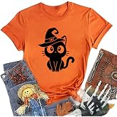 Halloween Costumes for Women Funny Pumpkin Printed Cute T Shirts Orange Graphic Tops Fall Tee Fashion Gift