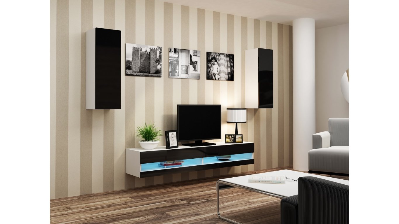 Bmf Vigo New X Wall Unit In Matt High Gloss Tv Cabinet Vertical