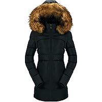 CHERFLY Women's Cotton Winter Coat Thicken Warm Long Jacket with Fur Trimmed Hood