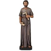 BC Catholic St. Joseph Statue The Worker, 6" H Catholic Saint Figure, Guidance and Protection for Faimly and Traveler, Religious Gifts for Labour Days, Hand Painted Inspirational Indoor Home Decor
