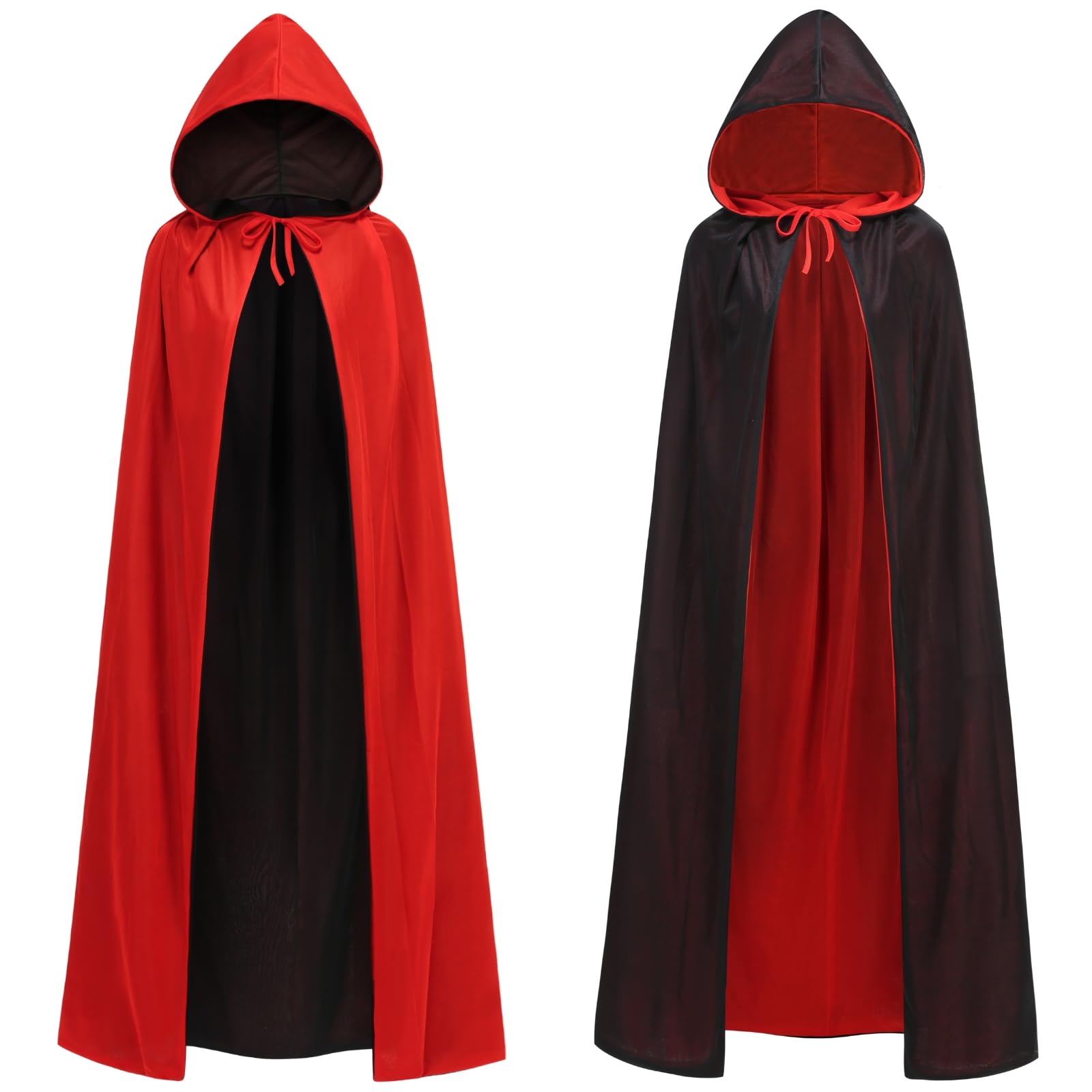 maxToonrain Reversible Black & Red Cape for Adults, Easter Halloween Christmas Cloak Fancy Dress Vampire Witch Wizard Role Play for World Book Day (170CM,Hooded) — image 1