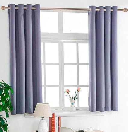 Temnetu Light Grey Blackout Curtains Panels Short Bedroom Curtain Grommet Thermal Insulated Drapes For Bedroom Living Room 2 Panels W52x45l