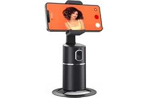 ORANTRONX Auto Face Tracking Holder, 360° Rotation Face Body Phone Tracking Camera Mount Smart Shooting Holder, No App Required, Rechargeable Battery Tracking Tripod for Live Vlog Streaming Video (Black)