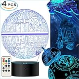 Star Wars Gifts 3D Lamp - Star Wars Toys 3D Night light,4 Patterns and 7 Color Changing with Remote or Touching,Decorating Kids Bedroom.2018 the Best Gifts for Star Wars Fans (4 Packs-Bigger-Brighter)
