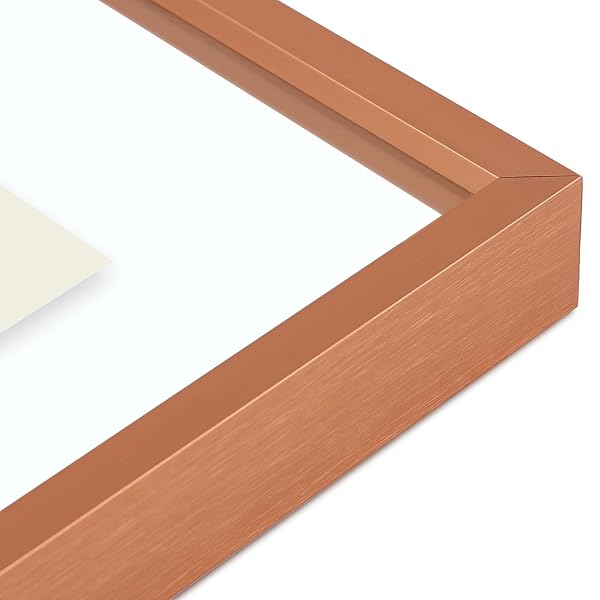 GOLDEN STATE ART, 7 PACK FLOATING FRAMES FOR ONE 11X14, TWO 8X10, AND FOUR 5X7 PICTURES. ALUMINUM PHOTOS FRAME FOR WALL DISPLAY (ROSE GOLD)