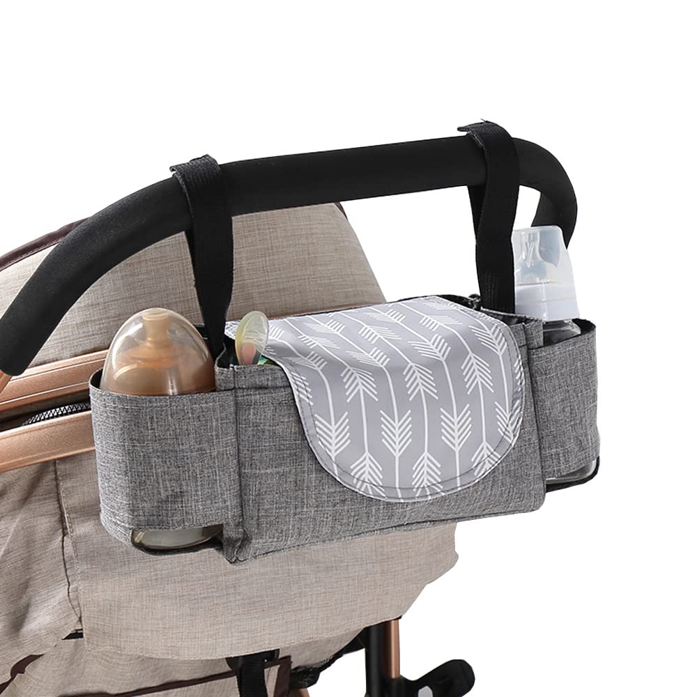 DZOZO Baby Buggy Organiser Pram Bag Baby Pushchair Pram Cup Holder Bag Universal Organiser with 2 Bottle Holders Pockets Multiple Pockets Storage Bag Stroller Bag Carry-On Handbag — image 1