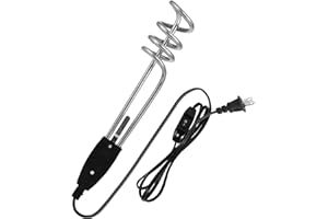 WANPRECL 10in 1000W-110V Water Heater Portable with On/Off Switch Electric Immersion Element Boiler Travel Hot Water Heater 5 Gallon Bucket De Icer Submersible Coil Heavy Duty Design