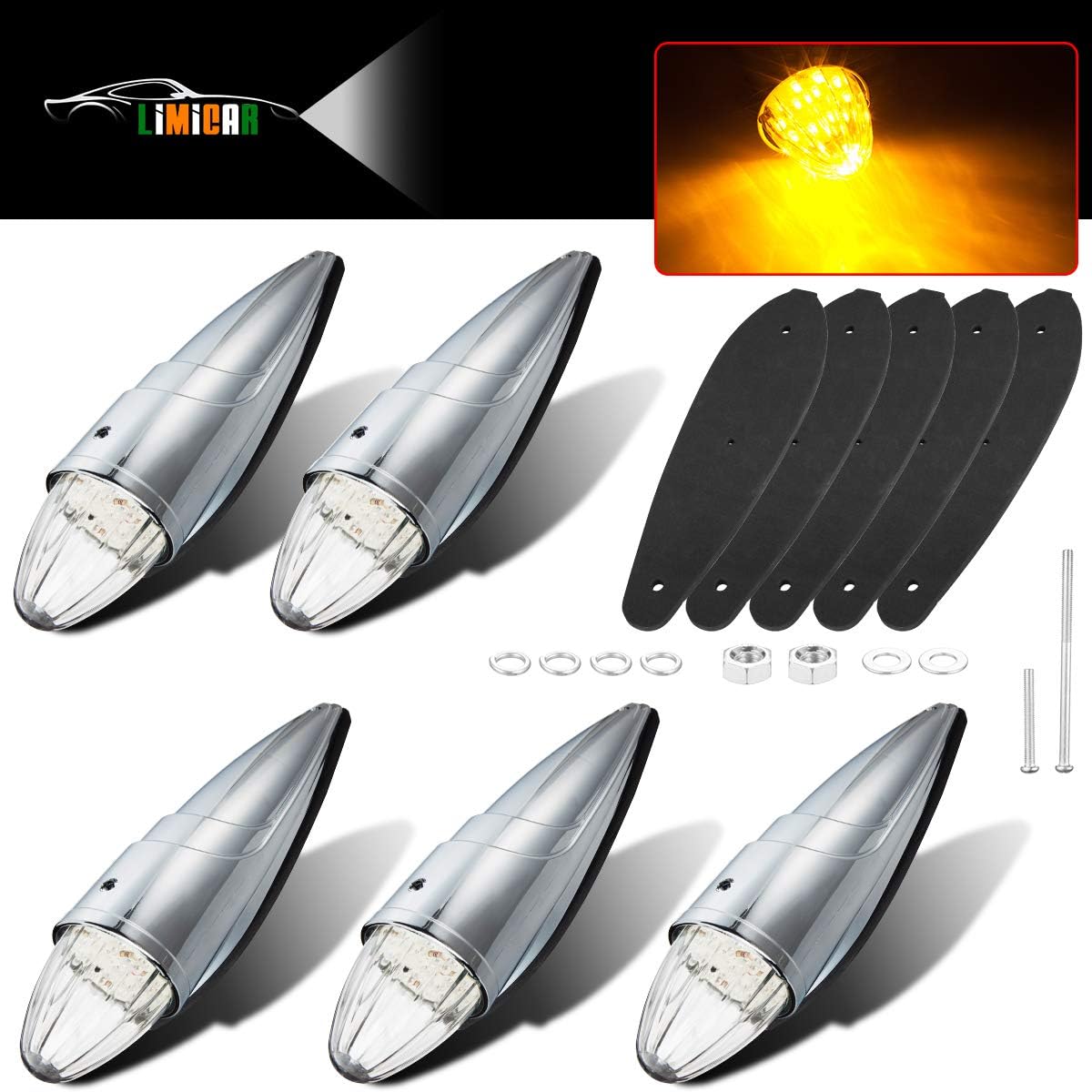LIICAR 5X Aber Cab Roof Arker Top Clearance Running 12LED Cab Lights Copatible W/ 03-10