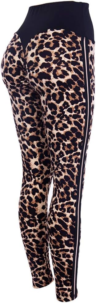 lumiyo Womens Yoga Pants Stretchy Skinny High Waisted Ruched Butt Lifting Long Workout Leggings (S, Leopard Print)