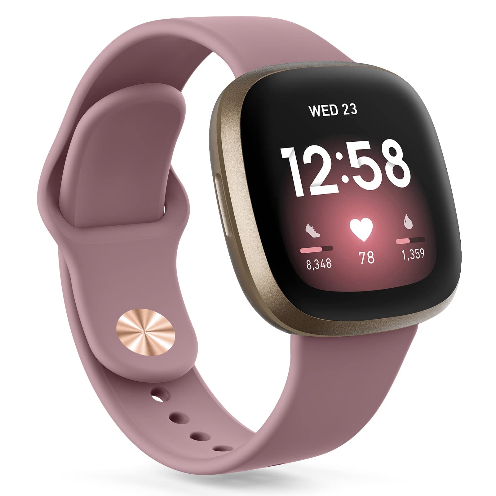 Oumida Silicone Strap for Fitbit Versa 4 & Sense 2, Adjustable Breathable Soft Silicone Wristband Replacement for Fitbit Versa 3 (Smoke Purple)