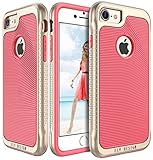 iPhone 7 Case, E LV iPhone 7 - Hybrid [Scratch/Dust Proof] Armor Defender Slim Shock-Absorption Bumper Case for Apple iPhone 7 - [RED MELON/GOLD]