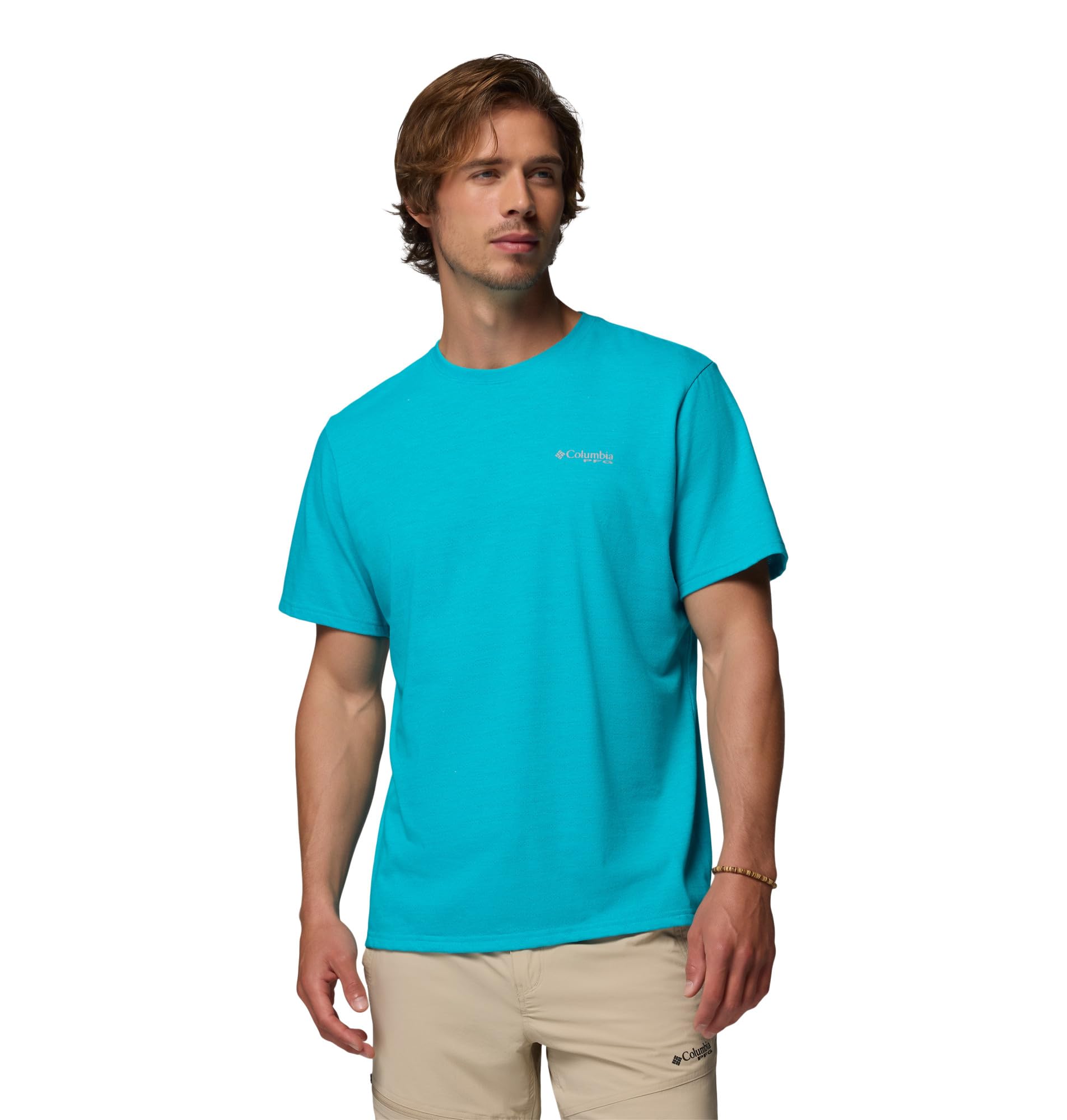 Columbia Men’s PFG Freezer Short Sleeve Tee, Ocean Teal, Medium