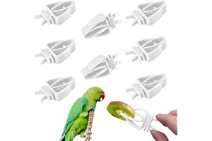 Mivofun 8pcs Bird Cage Food Holder, Parrot Fruit Vegitable Bracket, Pet Feeder Clip Accessory, for Budgie Parakeet Cockatoo M