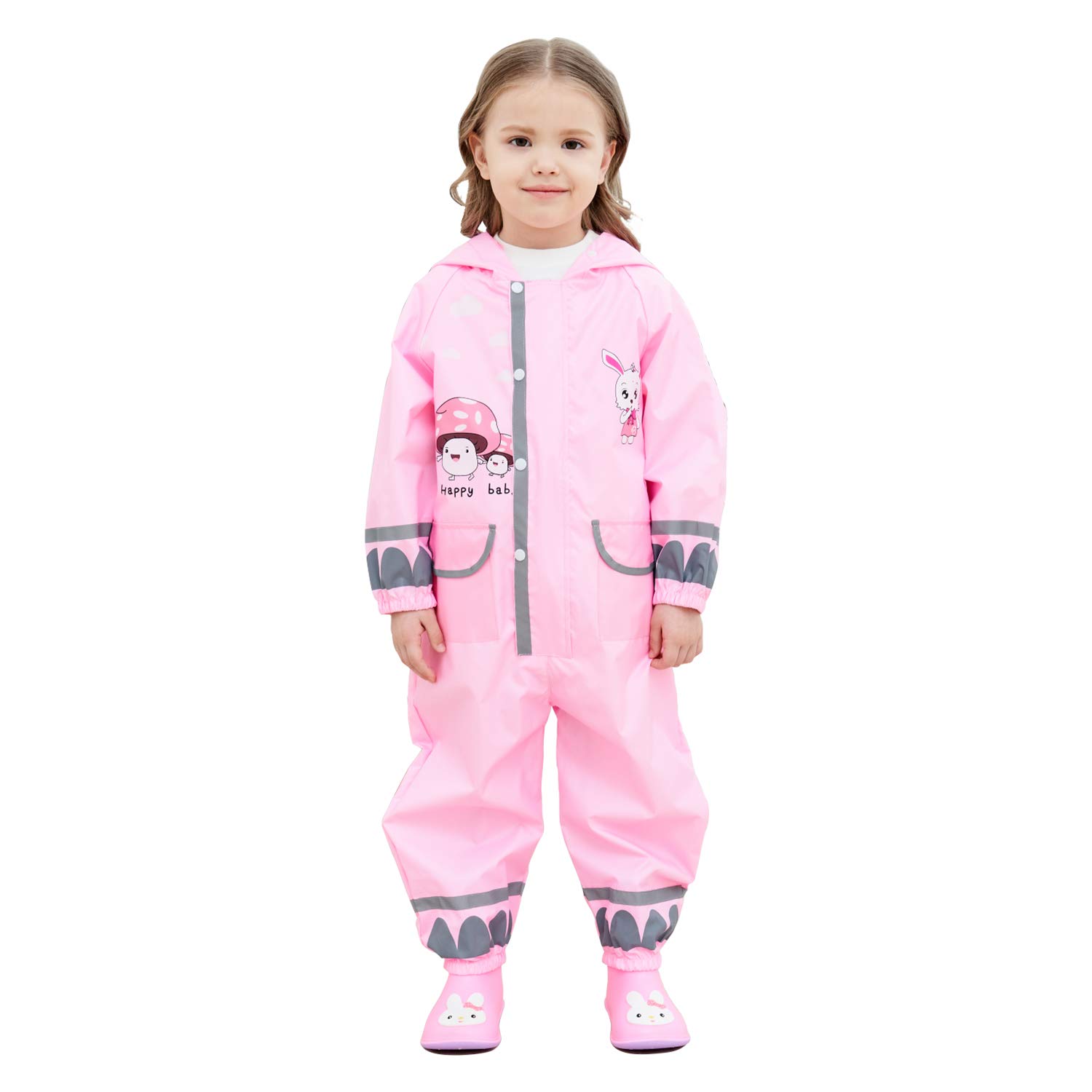 TIME LOVER Kids Rain Coat, Cartoon Children Toddler Rainwear Jacket Poncho for Boy Girl 2-12 Years
