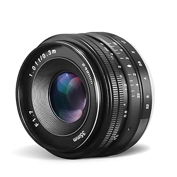 CRAPHY Compatible 35mm f/1.7 Large Aperture Manual Focus Prime APS-C Camera Lens for Sony E-Mount Digital Mirrorless Cameras NEX 3, NEX 3N, NEX 5, NEX 5T, NEX 5R, NEX 6, 7 A5000, A5100, A6500