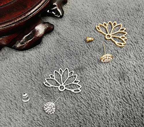 Suyi Fashion Hollow Lotus Flower Earrings Crystal Simple Chic Stud Earrings Set AGS